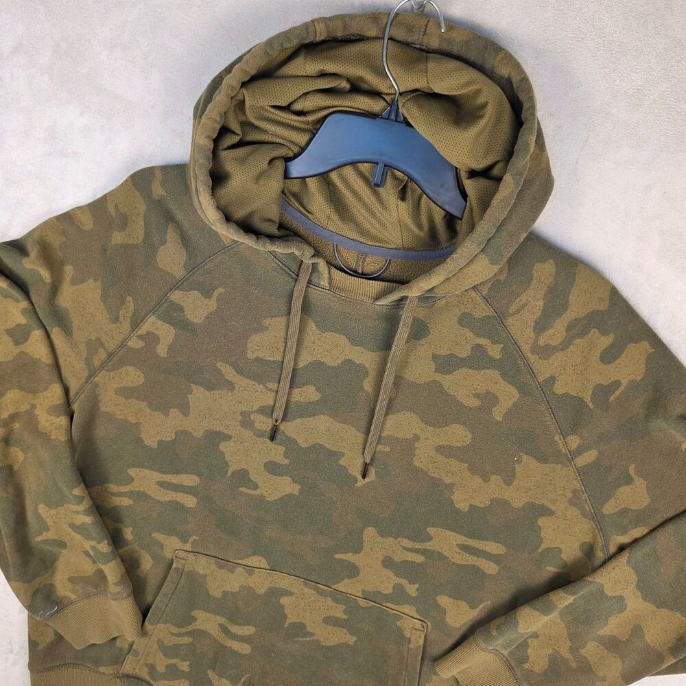 All Motion Mens Hoodie Jacket XXL Green Camo Fleece Kangaroo Pocket